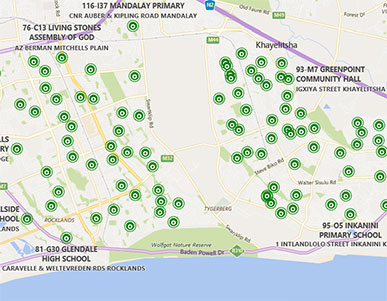 Map voting stations Mitchells Plain and Khayelitsha
